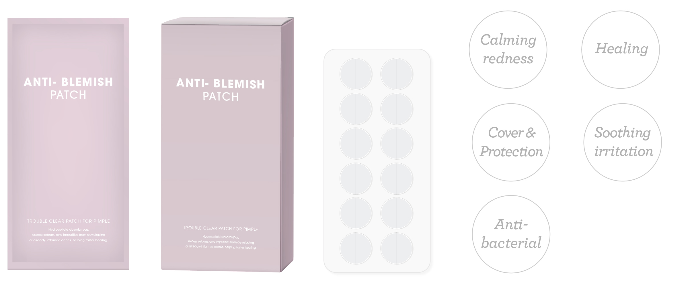 Anti blemish patch sachet, folding box mockup