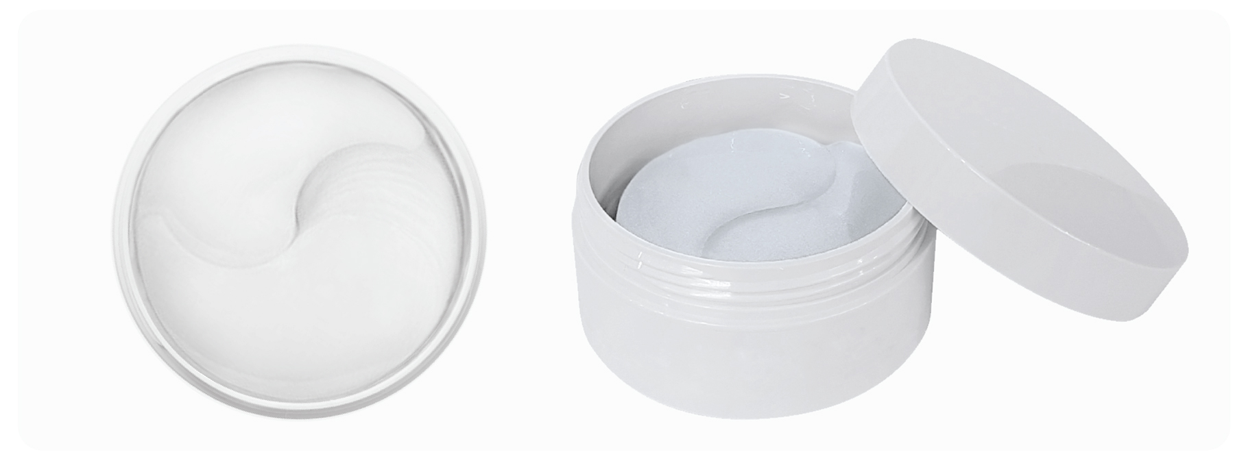 Top view and front view of hydrogel eyepatch jar